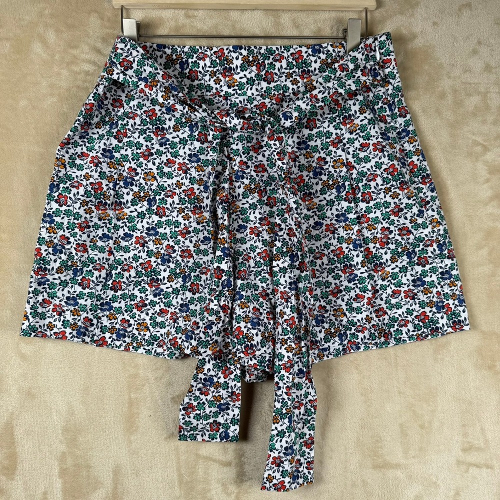 J.Crew Womens Floral Tie-Waist Cotton Shorts White Multi H5606 Sz 10 NEW Preppy
